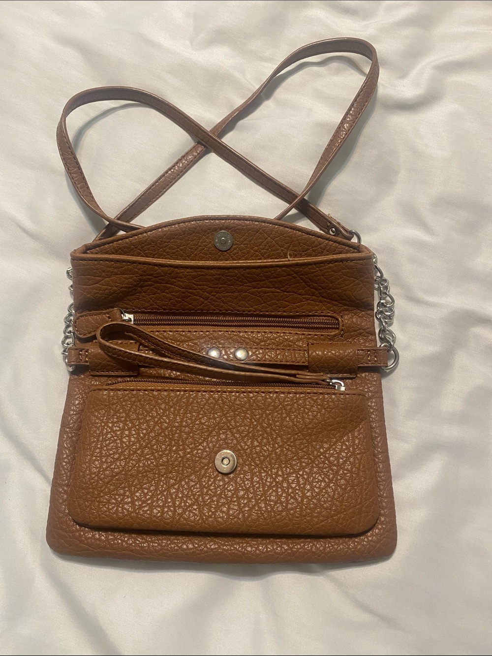 Nine West Brown Pebbled Leather Crossbody Bag